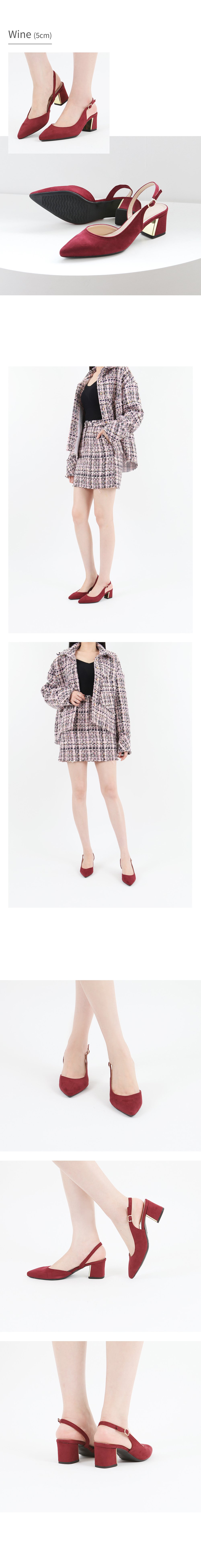 메리골드 스웨이드 라텍스쿠션 미들힐 슬링백 5cm,7cm 상세 이미지 7