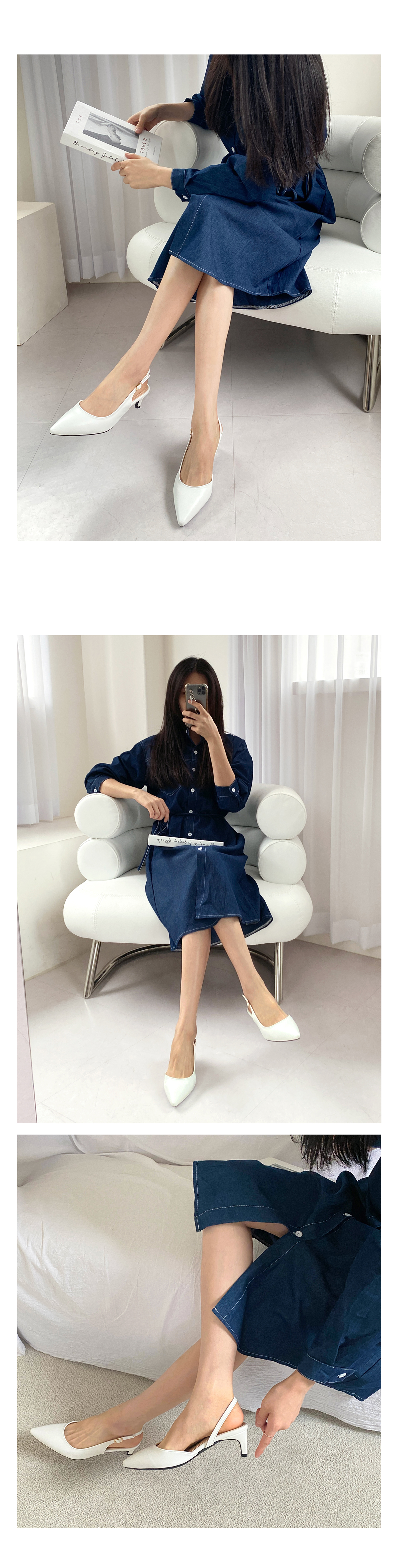 레온나 라텍스쿠션 스틸레토 슬링백 5cm 7cm 상세 이미지 9